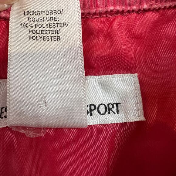 Jones New York Sport Corduroy Jean Jacket Pink Coral Womens Med Cottage VTG 90s - Picture 4 of 7
